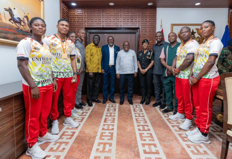 President Nana Akufo-Addo with the Ghana Armwrestling Federation (GAF)