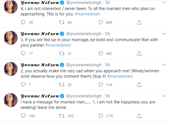 Yvonne Nelson married men tweets