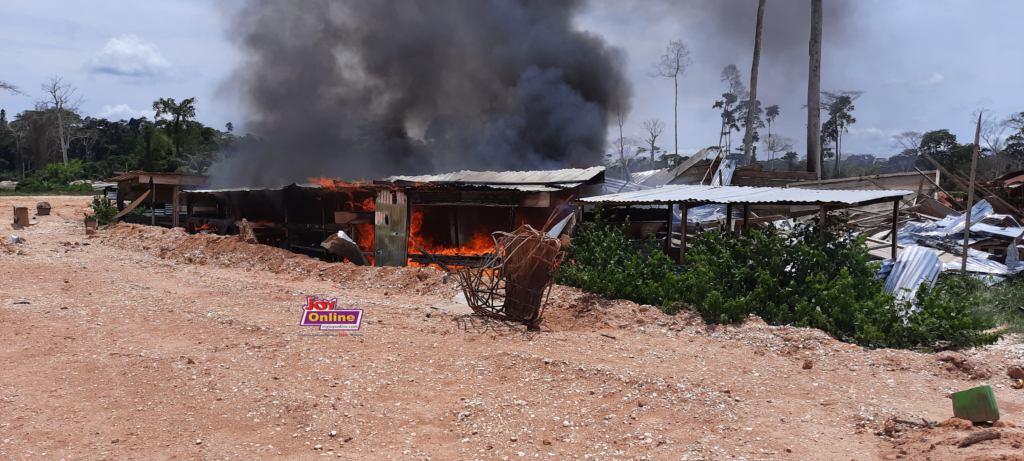 Makeshift mining camp set ablaze www.myjoyonline.com