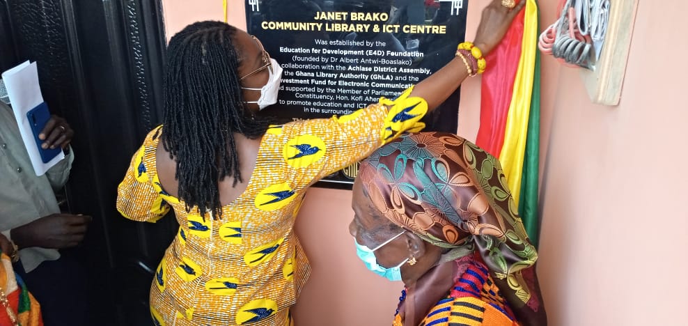 Ursula Owusu, Sam George and others join hands to commission ICT center and Akyem-Bieni library