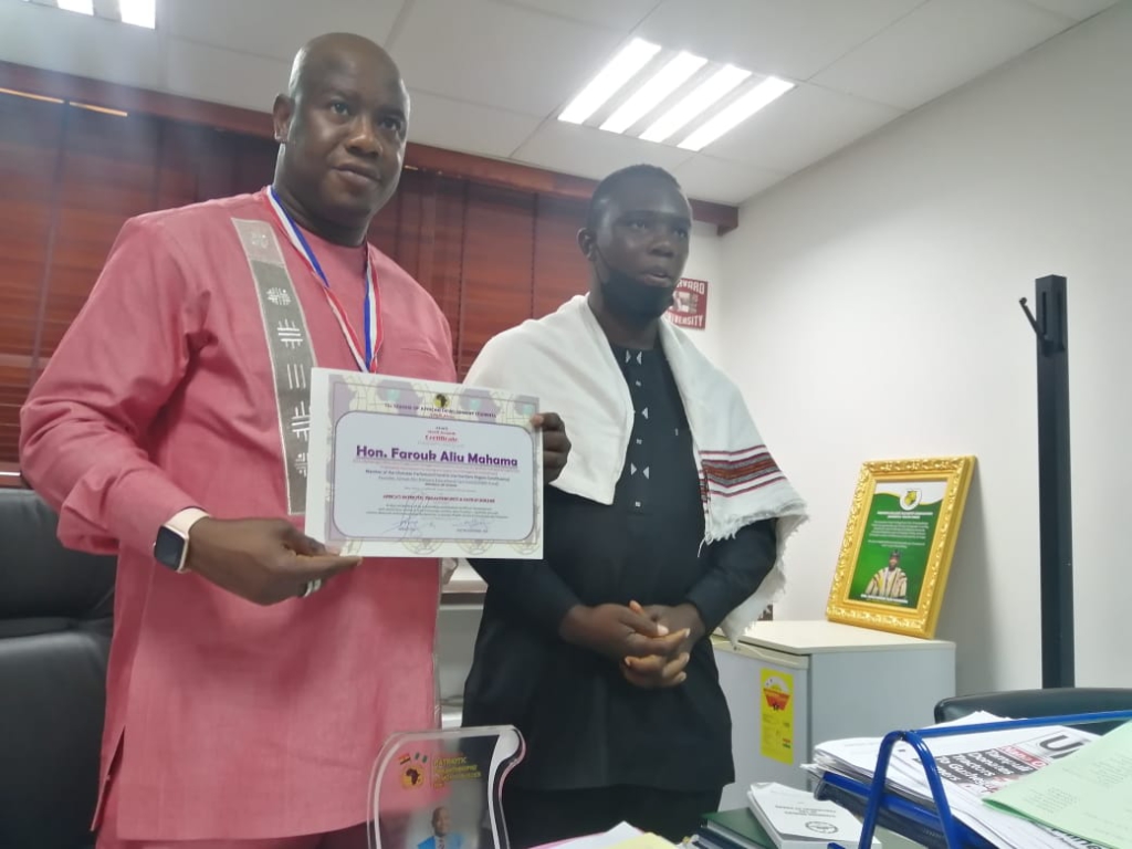 Yendi Farouk MP Aliu Mahama receives Africa Patriotic Personality Award