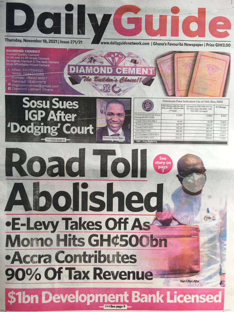 Today's Front Pages: Thursday, November 18, 2021 - MyJoyOnline.com