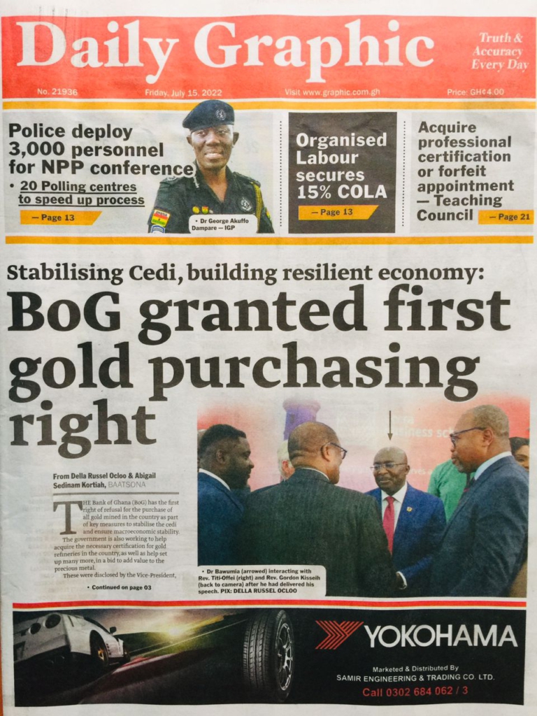 Today S Front Pages Friday July 15 22 Myjoyonline Com