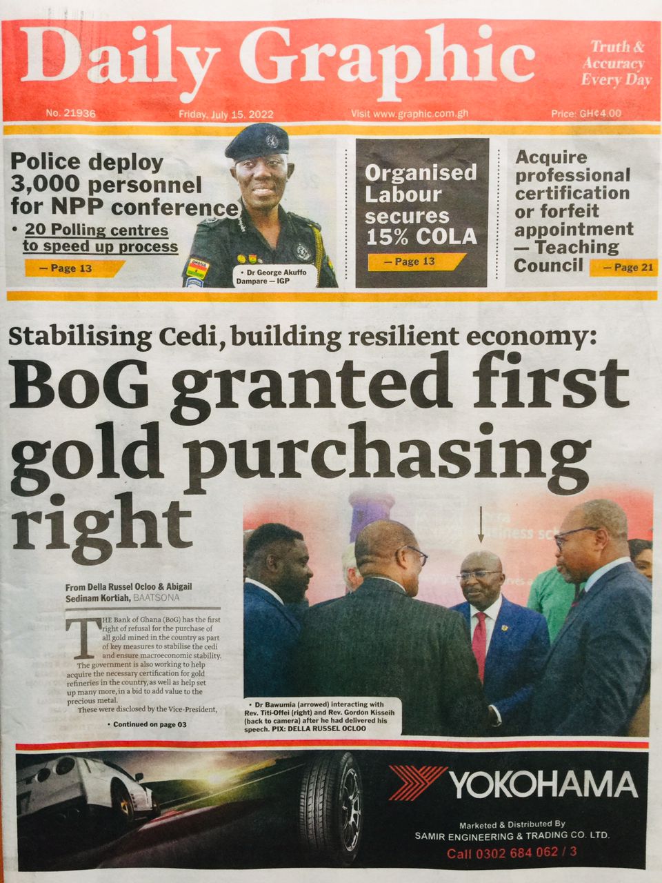 Today's front pages: Friday, July 15, 2022 - MyJoyOnline