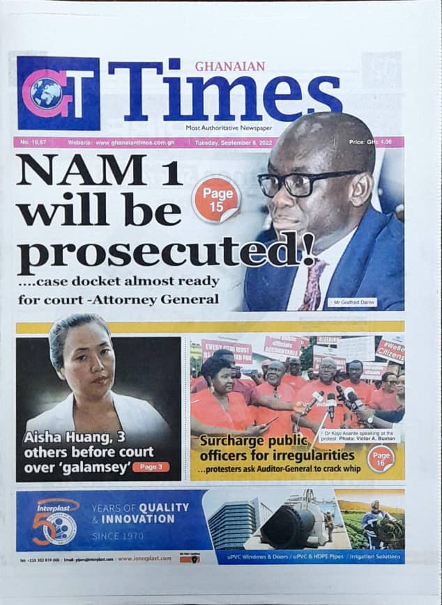 Today S Front Pages Tuesday September 6 22 Myjoyonline Com