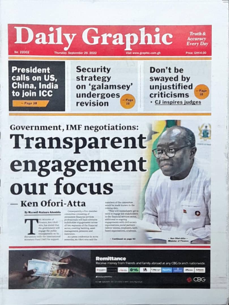 Newspapers headlines: Tuesday, November 29, 2022 - Prime News Ghana