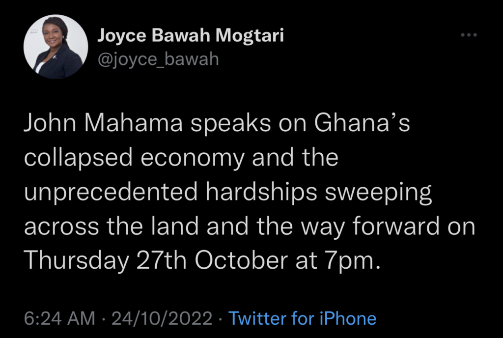 Mahama to speak on Ghana’s economic woes on Thursday