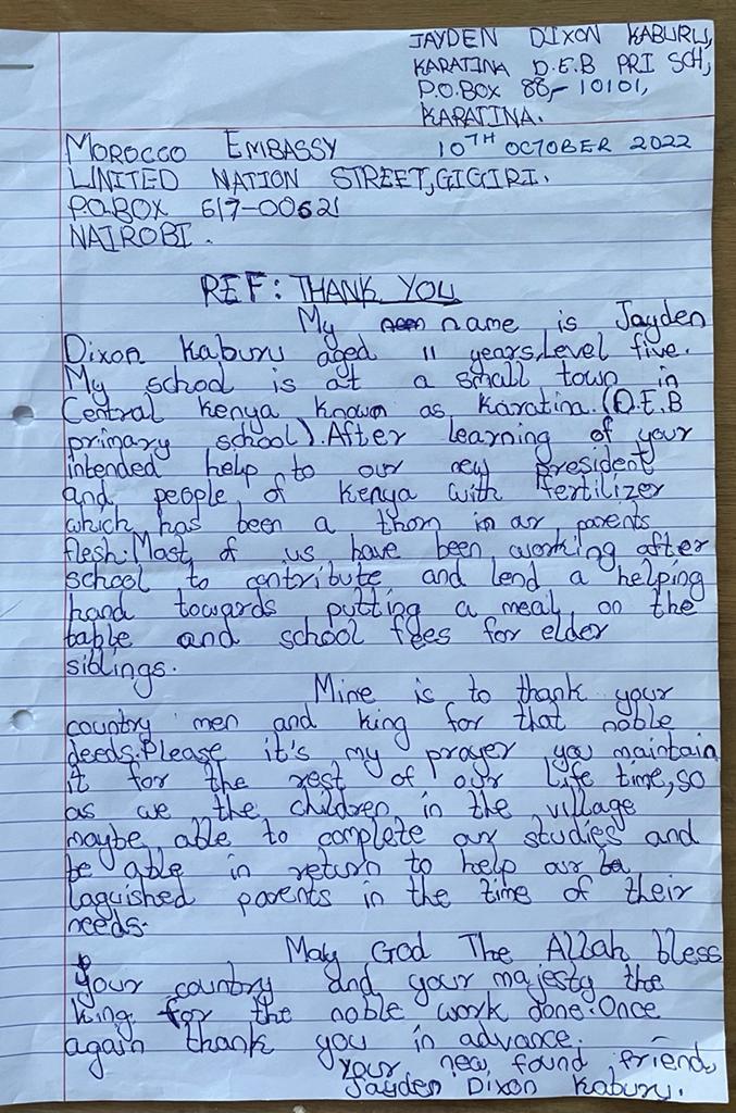 11-year-old Kenyan sends 'emotional' message to King of Morocco