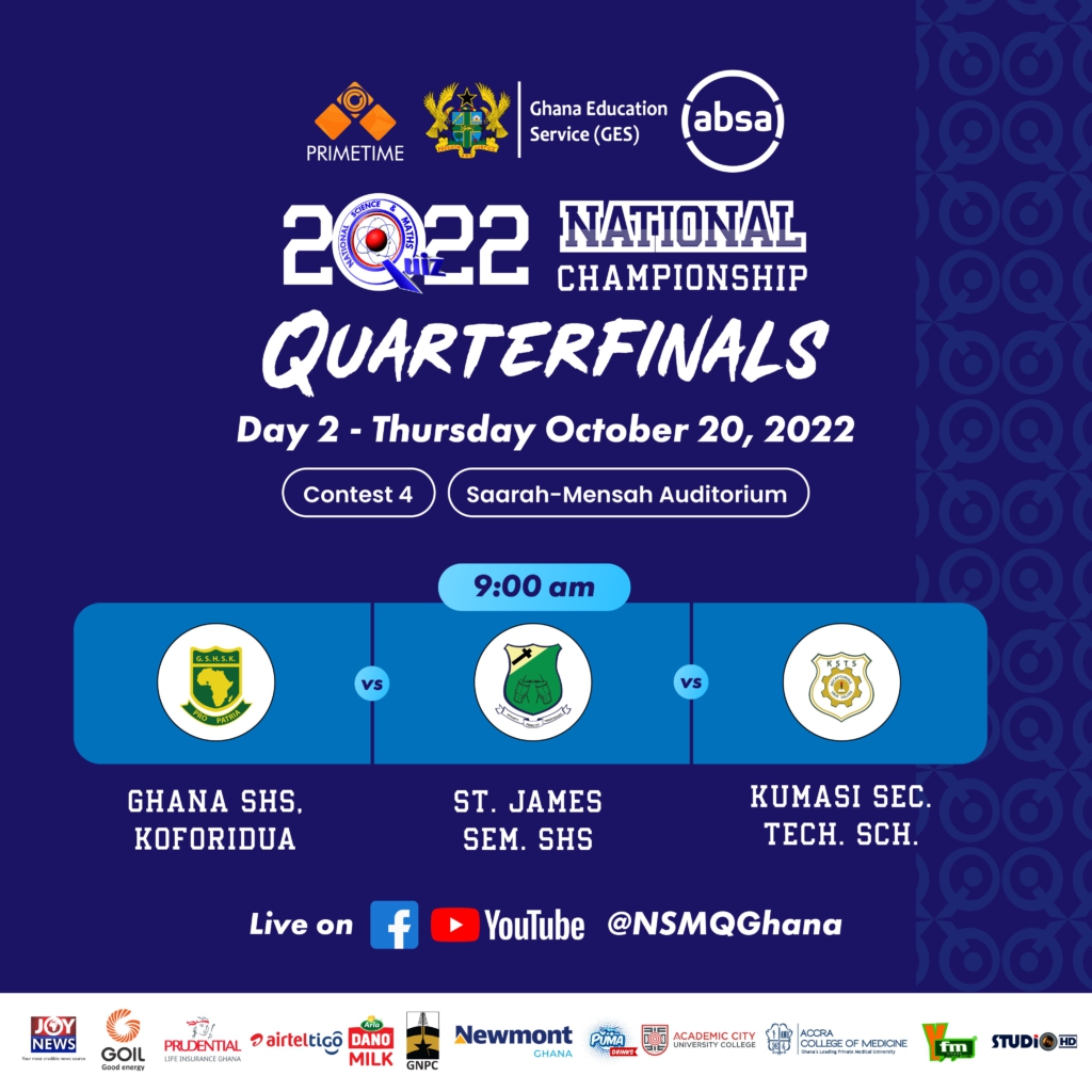 NSMQ2022: Six quarter-finals fixtures out, check out the tough battles ahead