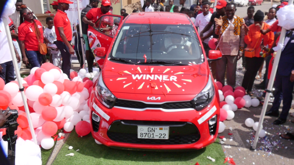 Winner of Bel Chill and Win promo receives car prize in Kumasi