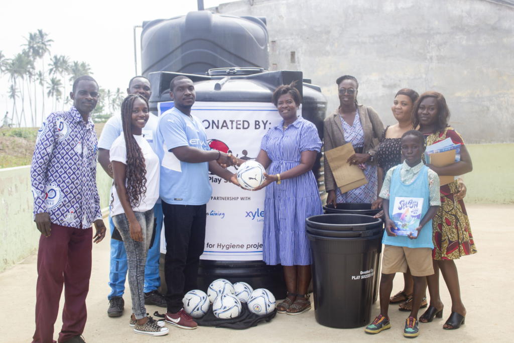 Play Soccer Ghana, Manchester City and Xylem Inc. donates WASH items to schools