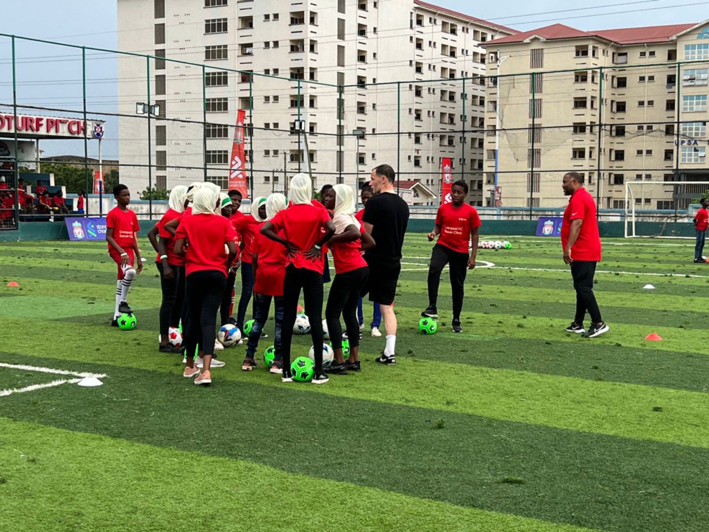 Liverpool legend John Barnes leads Standard Chartered Ghana’s football clinic in Accra