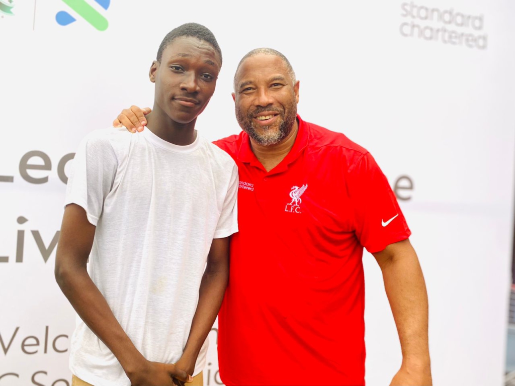 Liverpool legend John Barnes leads Standard Chartered Ghana’s football clinic in Accra