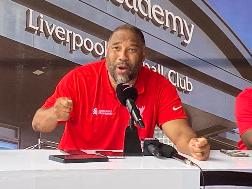 Liverpool legend John Barnes leads Standard Chartered Ghana’s football clinic in Accra