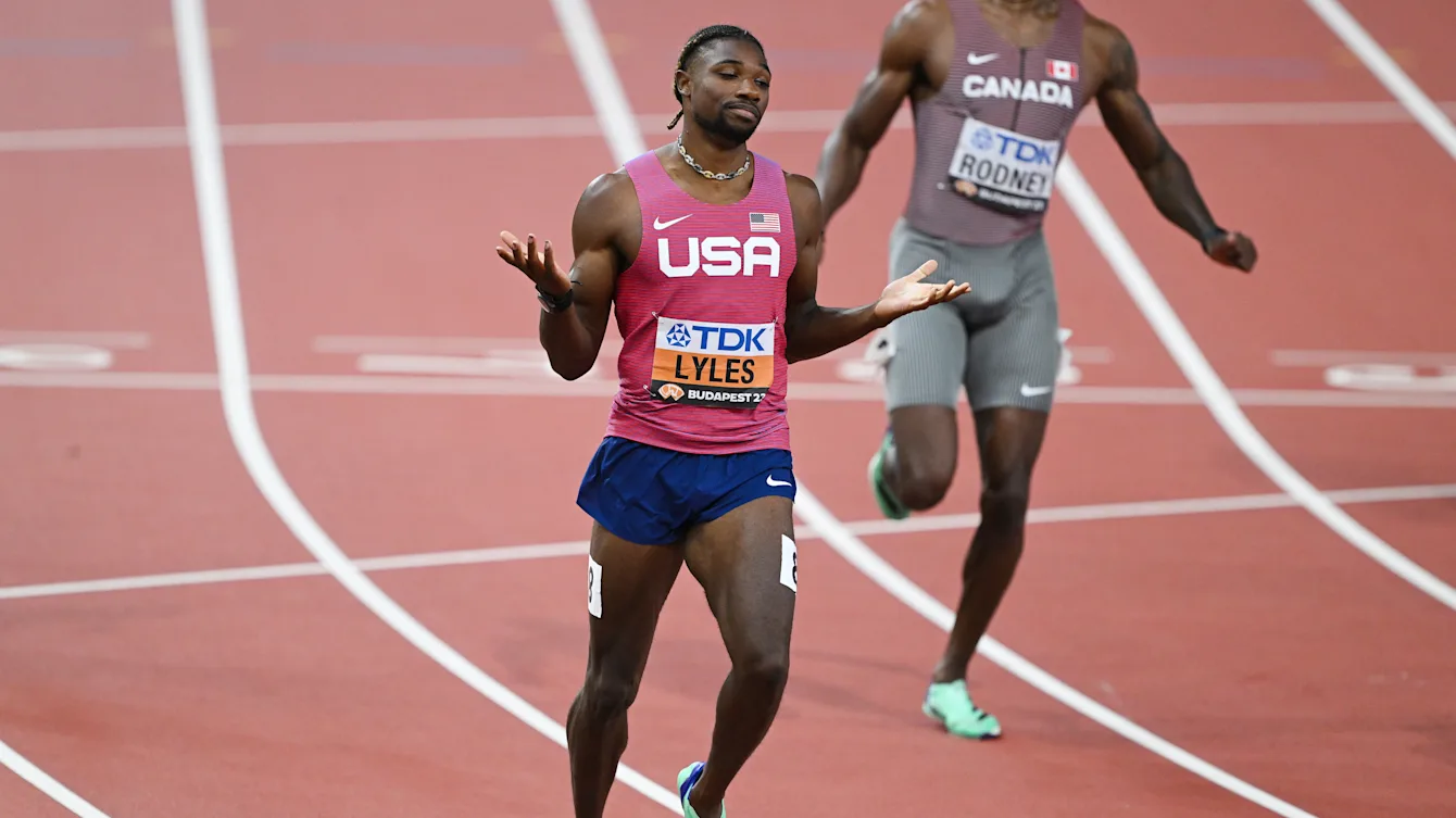 Budapest 2023 Noah Lyles wins 200m gold to complete sprint double