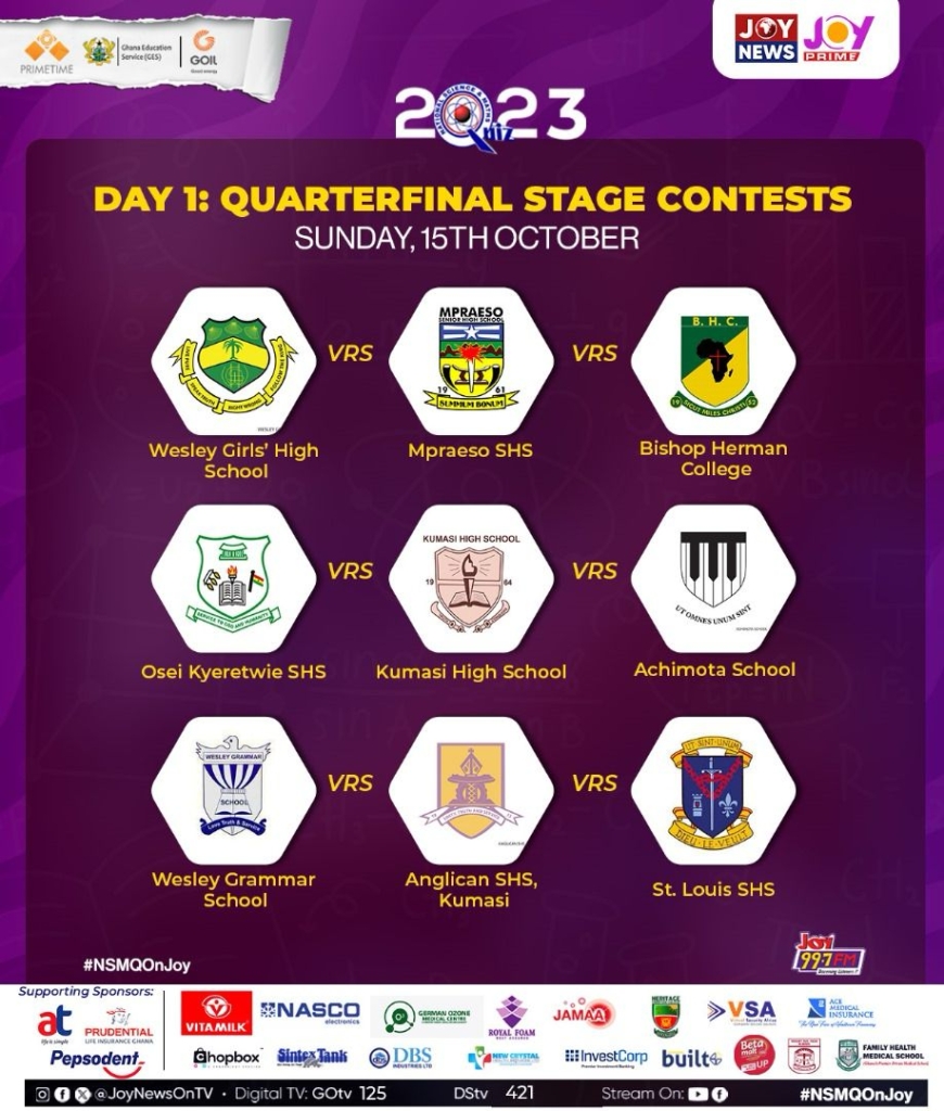 NSMQ 2023: Quarter-final fixtures out, check out the match-ups