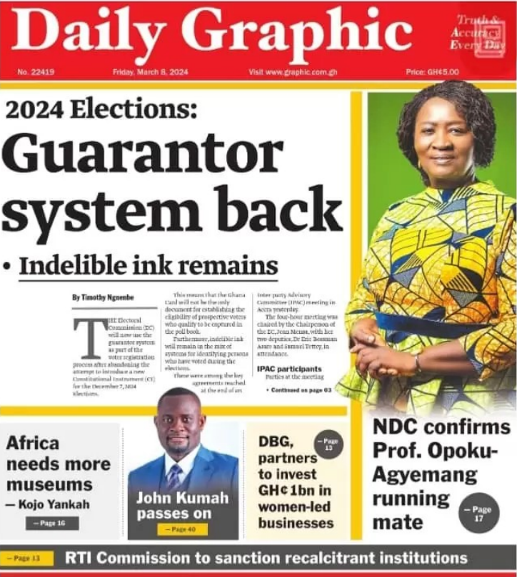 Today's Front Pages: Friday, March 8, 2024 - MyJoyOnline