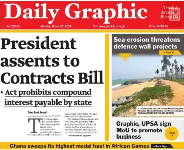 Today's Front Pages: Monday, February 25, 2024 - MyJoyOnline - GhanaSummary