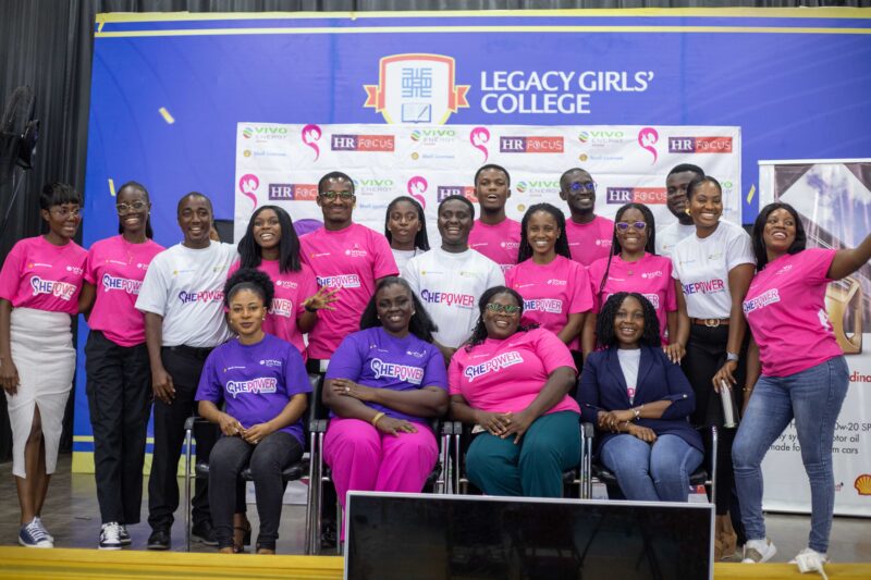 A group picture of volunteers from Vivo Energy Ghana at the ShePower mentorship tour at Legacy Girls College