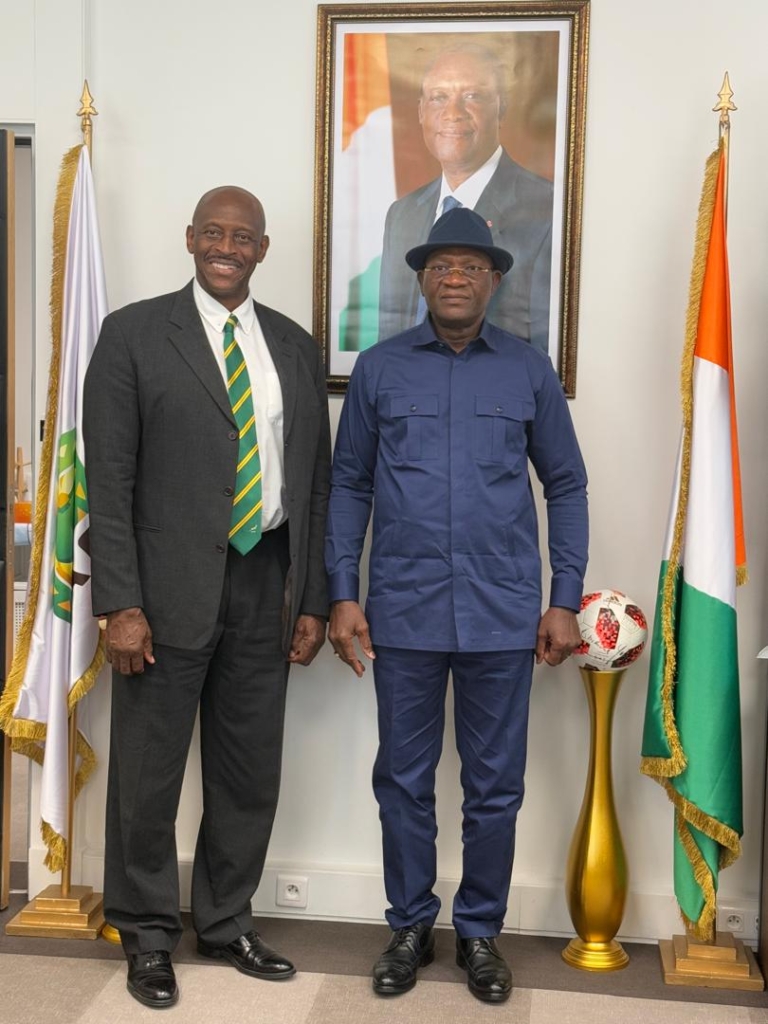 Rugby Africa President Herbert Mensah and Minister for Sport in Cote d'Ivoire, Adjé Silas Metch